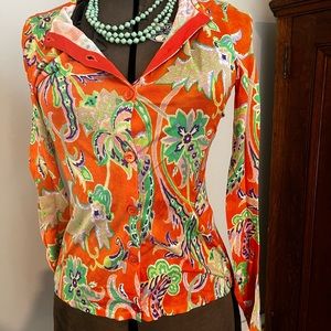 Vibrant Orange Floral Women's Cardigan